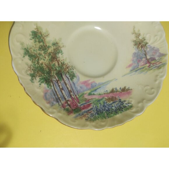 Vintage Aynsley England Bone China Yellow Tea Cup & Saucer Bluebell Time 1940's - Picture 10 of 13